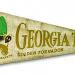 1930s: This pennant bears the name of two Tech mascots, the yellow jacket and the “golden tornados.”